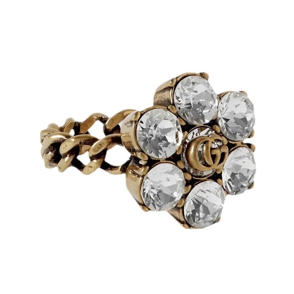 Authentic Gucci Double G Crystal Ring